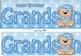 Large DL Happy Birthday GRANDSON 3D decoupage with Austin Bear