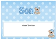 Large DL Happy Birthday SON insert with Austin Bear