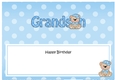 Large DL Happy Birthday GRANDSON insert with Austin Bear