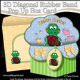 3D Diagonal Rubber Band Pop Up Box Card Kit - Cute Little Dino has an Easter Egg