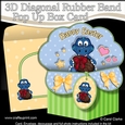 3D Diagonal Rubber Band Pop Up Box Card Kit - Cute Little Dino has an Easter Egg