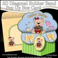 3D Diagonal Rubber Band Pop Up Box Card Kit - Cute Teddy Bear has a Basket of Easter Eggs