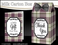 3D Tartan Milk Carton Treat Box Mini Kit