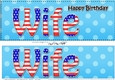 Large DL Happy Birthday WIFE 3D decoupage USA Stars & Stripes