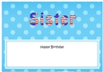 Large DL Happy Birthday SISTER insert USA Stars & Stripes