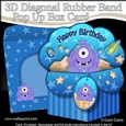 3D Diagonal Rubber Band Pop Up Box Card Kit -  Cute Little Alien