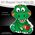 3D Shaped Card Mini Kit - Cute Little Dinosaur has Rose
