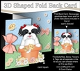 3D Shaped No-Hole Fold Back Card Kit - Flowerpot Friends - Little Shih Tzu Dog Daisy