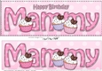 Large DL Happy Birthday MAMMY 3D decoupage with Cupcakes