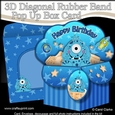 3D Diagonal Rubber Band Pop Up Box Card Kit -  Cute Little Alien
