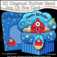3D Diagonal Rubber Band Pop Up Box Card Kit -  Cute Little Alien