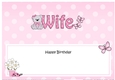 Large DL Happy Birthday WIFE insert with Livvy Bear