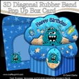3D Diagonal Rubber Band Pop Up Box Card Kit -  Cute Little Alien