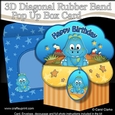 3D Diagonal Rubber Band Pop Up Box Card Kit - Cute Little Dinosaur