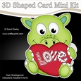 3D Shaped Card Mini Kit - Cute Little Dinosaur has a Love Heart