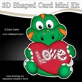 3D Shaped Card Mini Kit - Cute Little Dinosaur has a Love Heart