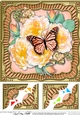 8 x 8 Flowers & Butterfly in a Gold Frame Scalloped Corner Topper