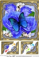 8 x 8 Flowers & Butterfly in a Gold Frame Scalloped Corner Topper