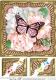 8 x 8 Flowers & Butterfly in a Gold Frame Scalloped Corner Topper