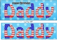Large DL Happy Birthday DADDY 3D decoupage USA Stars & Stripes