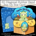 3D Diagonal Rubber Band Pop Up Box Card Kit - Cute Little Dinosaur