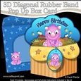 3D Diagonal Rubber Band Pop Up Box Card Kit - Cute Little Dinosaur