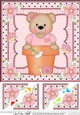 8 x 8 Flower Pot Friends Cute Little Teddy Bear Scalloped Corner Stacker