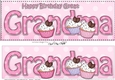 Large DL Happy Birthday GREAT GRANDMA 3D decoupage with Cupcakes
