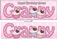 Large DL Happy Birthday GREAT GRANNY 3D decoupage with Cupcakes