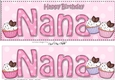 Large DL Happy Birthday NANA 3D decoupage with Cupcakes