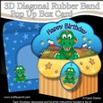 3D Diagonal Rubber Band Pop Up Box Card Kit - Cute Little Dinosaur