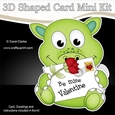 3D Shaped Card Mini Kit - Cute Little Dinosaur has a Valentines Card