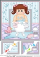 8 x 8 Scalloped Corner Topper - Bathtub Buddies Cute Little Girl