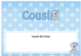 Large DL Happy Birthday COUSIN insert with Austin Bear