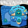 3D Diagonal Rubber Band Pop Up Box Card Kit -  Cute Little Alien