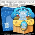 3D Diagonal Rubber Band Pop Up Box Card Kit - Cute Little Dinosaur
