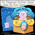 3D Diagonal Rubber Band Pop Up Box Card Kit - Cute Little Dinosaur