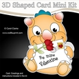 3D Shaped Card Mini Kit - Cute Little Dinosaur has a Valentines Card