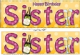 Large DL Happy Birthday SISTER 3D decoupage with Champagne