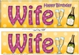 Large DL Happy Birthday WIFE 3D decoupage with Champagne