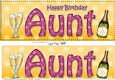 Large DL Happy Birthday AUNT 3D decoupage with Champagne
