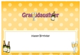 Large DL Happy Birthday GRANDDAUGHTER insert with Champagne