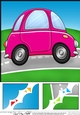 8 x 8 Funky Car Scalloped Corner Topper