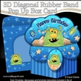 3D Diagonal Rubber Band Pop Up Box Card Kit -  Cute Little Alien
