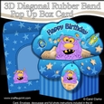 3D Diagonal Rubber Band Pop Up Box Card Kit -  Cute Little Alien