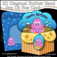 3D Diagonal Rubber Band Pop Up Box Card Kit - Cute Little Dinosaur