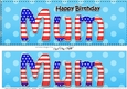 Large DL Happy Birthday MUM 3D decoupage USA Stars & Stripes