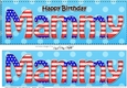 Large DL Happy Birthday MAMMY 3D decoupage USA Stars & Stripes