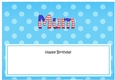 Large DL Happy Birthday MUM insert USA Stars & Stripes