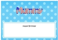 Large DL Happy Birthday MUMMY insert USA Stars & Stripes
